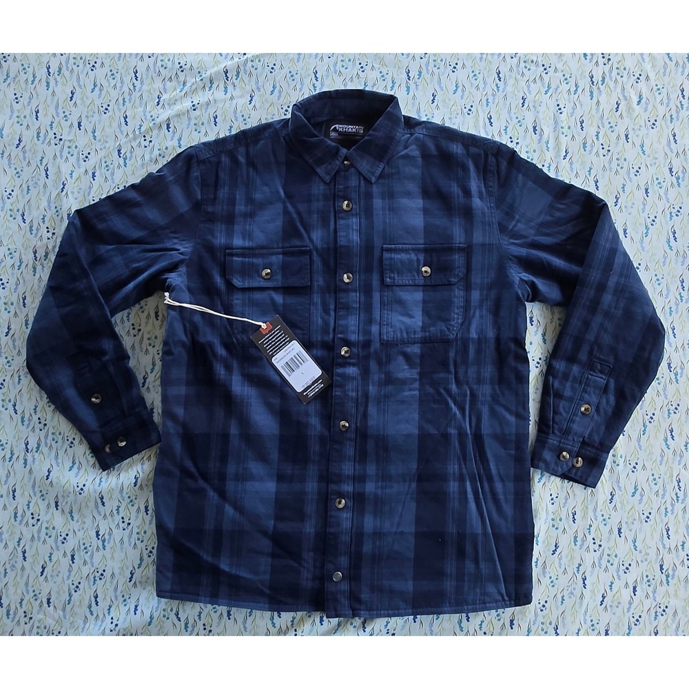 Mountain Khakis Anderson Shirtjac Crater Navy Plaid Quilted Lined N58 Mens Large